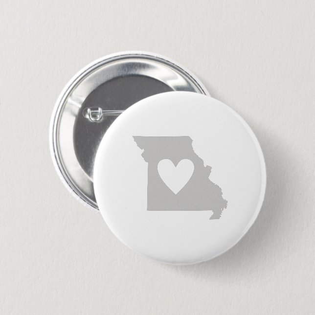 Heart Missouri Shaped Missourian Liebe Adore Gray Button (Vorne & Hinten)