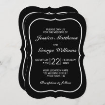 Heart Modern Minimalistisch Black Wedding