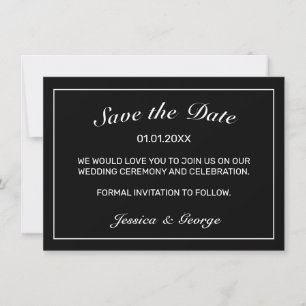 Heart Modern Minimalistisch Black Wedding Save The Date