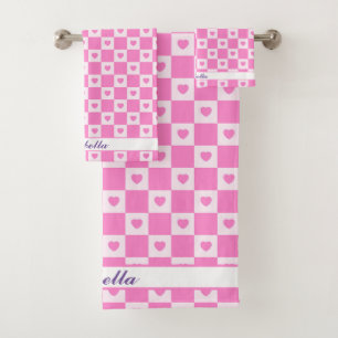 Heart Modern Pink Liebe Collection Badhandtuch Set