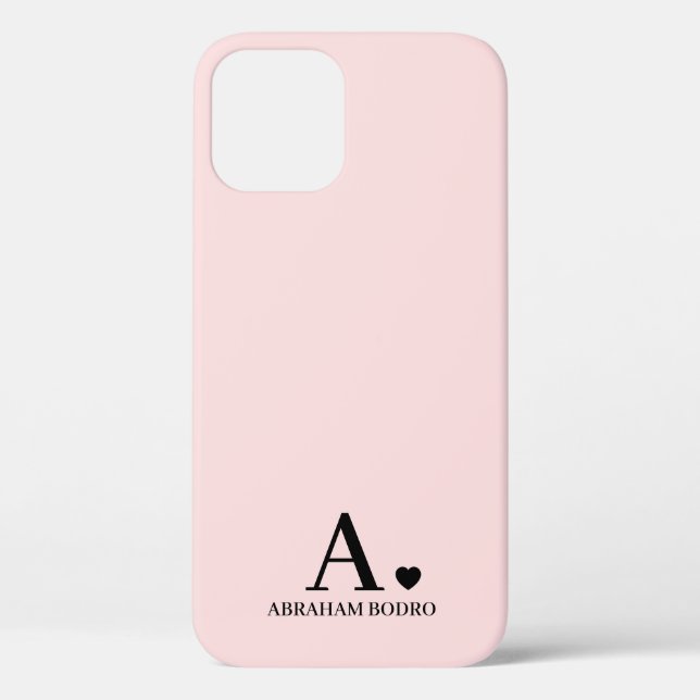 Heart Monogram Blush Pink Girly Cute Feminine Case-Mate iPhone Hülle (Rückseite)