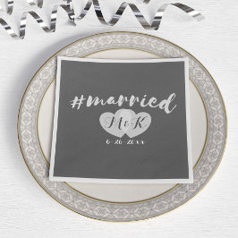 Heart Monogram Hashtag Verheiratet Wedding Napkins Serviette