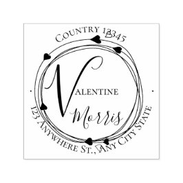 Heart Monogram Return Address Self-inking Stamp Permastempel