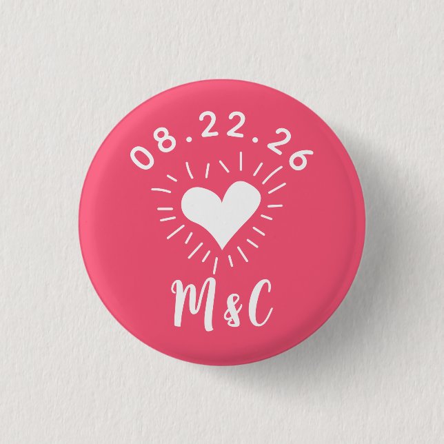 Heart Monogram Wedding Button (Vorderseite)
