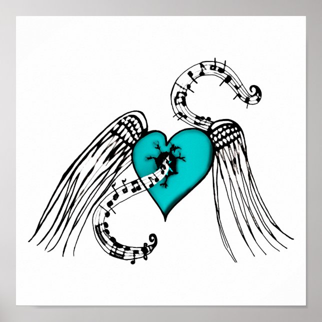 Heart Music Blue Poster (Vorne)