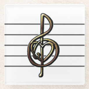 Heart Music Treble Clef mit Personal Glasuntersetzer