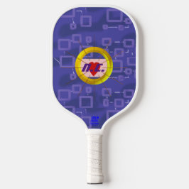 Heart Mystery Blue Tint Squares Pickleball Paddle