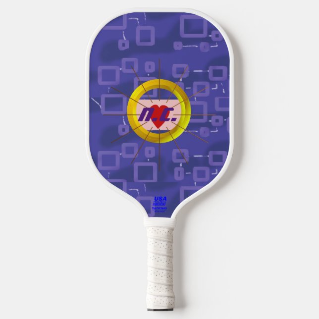 Heart Mystery Blue Tint Squares Pickleball Paddle (Vorderseite)