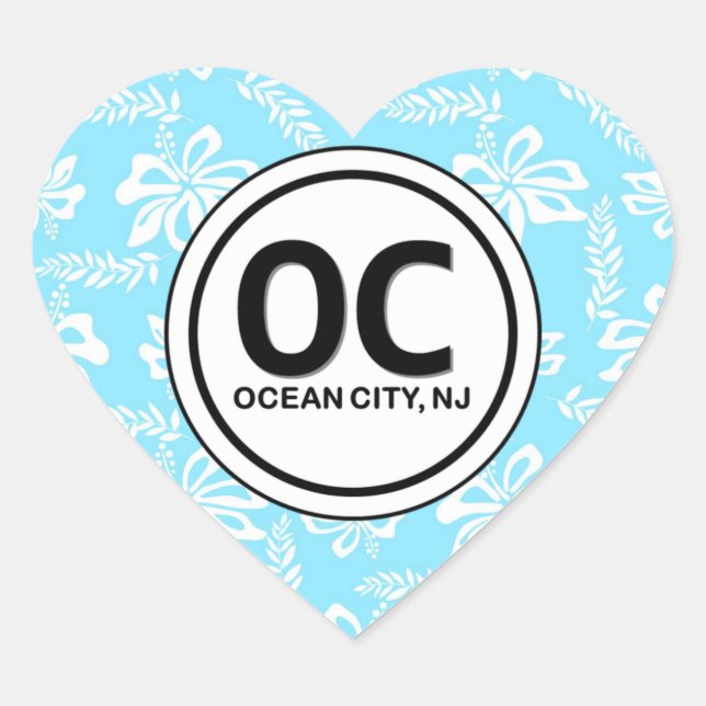 Heart OC Ocean City NJ Blue Blume Stickers (Vorderseite)