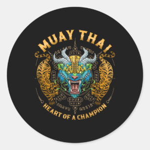 Heart Of A Champion - Kickboxen und Muay Thai Lio Runder Aufkleber