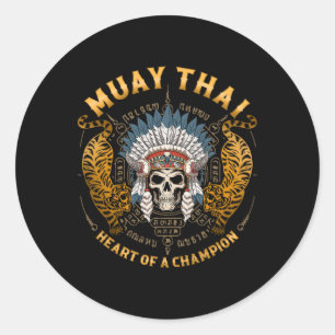 Heart Of A Champion - Kickboxen und Muay Thai Skel Runder Aufkleber