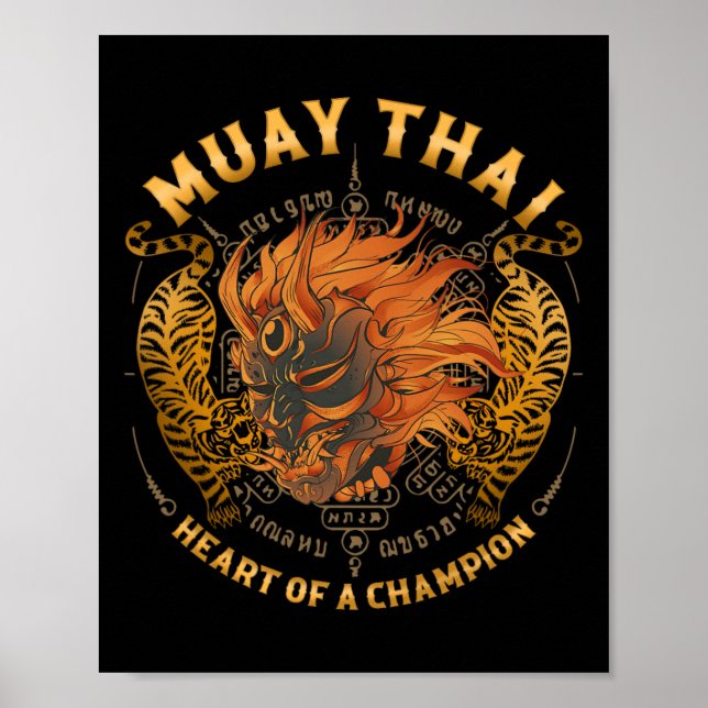 Heart Of A Champion - Kickboxing und Muay Thai Oni Poster (Vorne)
