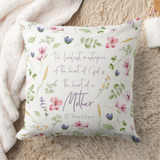 Heart of a Mother pillow with wildflowers Kissen