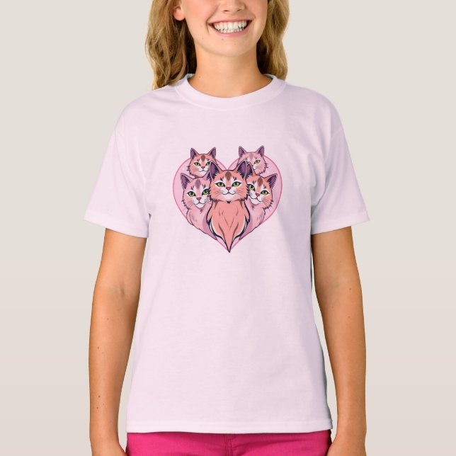 Heart of Cats – Cute Cat Family Love Design T-Shirt (Vorderseite)