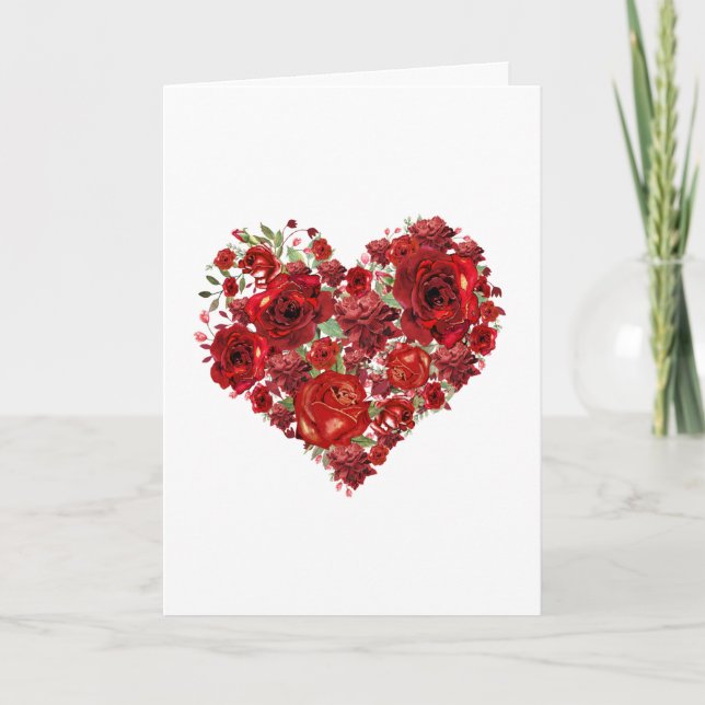 Heart of roses Tarjeta de agradecimiento plegada Dankeskarte (Vorderseite)