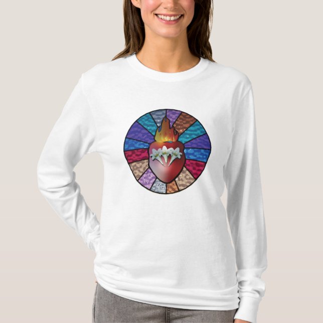 Heart of St. Joseph: Stainted Glass Version T-Shirt (Vorderseite)