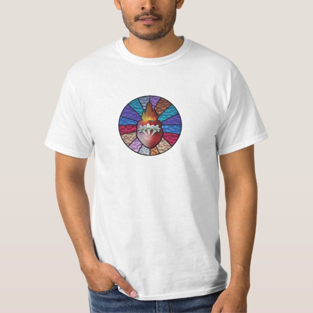 Heart of St. Joseph: Stainted Glass Version T-Shirt (Vorderseite)