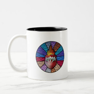 Heart of St. Joseph: Stainted Glass Version Zweifarbige Tasse