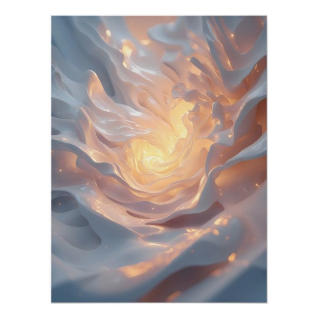 Heart of Summer – Luminous Abstract Blue & Gold Poster (Vorderseite)