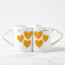 Heart Orange Couples Mug Set - Niedliches Fruchtge