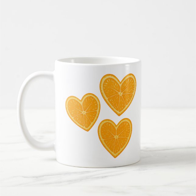 Heart Orange Mug – Cute Citrus Coffee Cup  Kaffeetasse (Links)