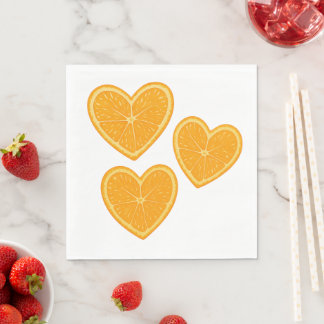 Heart Orange Party Napkin – Citrus Summer Decor Serviette