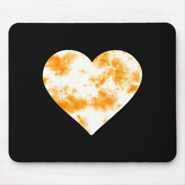 Heart Orange Tie Dye - Cute Valentines Day Graphic Mousepad (Vorne)