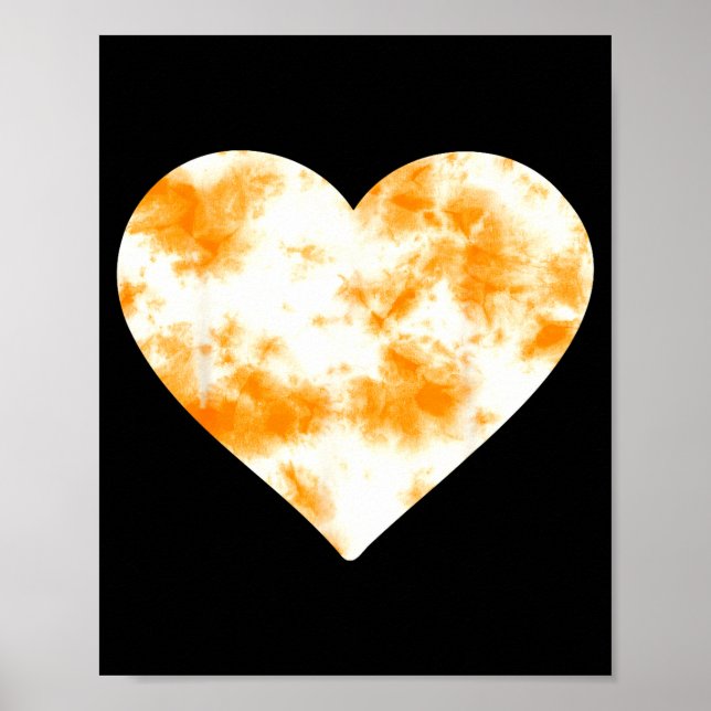 Heart Orange Tie Dye - Cute Valentines Day Graphic Poster (Vorne)