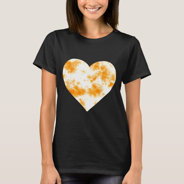 Heart Orange Tie Dye - Cute Valentines Day Graphic T-Shirt (Vorderseite)