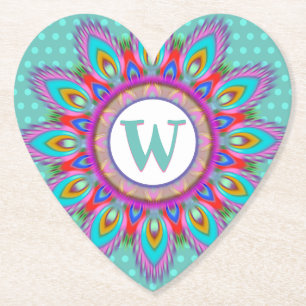 Heart Paper Untersetzer Psychedelic Custom Initial