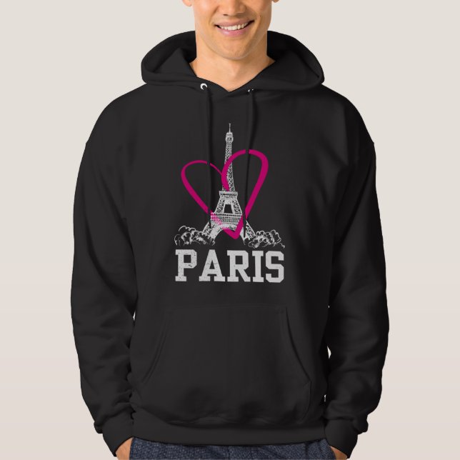 Heart Paris France Hoodie (Vorderseite)