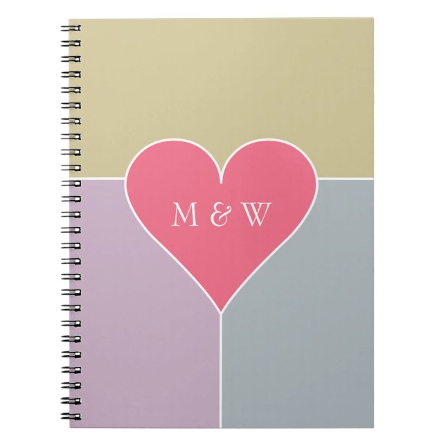 Heart Pattern angepasstes Monogramm-Notebook Notizblock (Vorderseite)