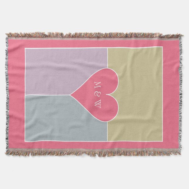 Heart Pattern benutzerdefinierte Monogramm Werfer Decke (Vorderseite)