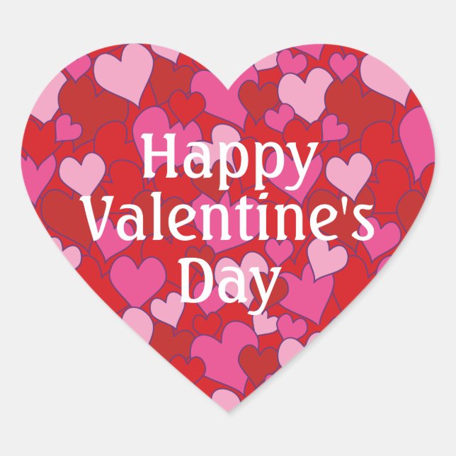Heart Pattern Happy Valentine's Day Sticker (Vorderseite)