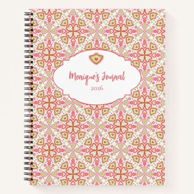 Heart Pattern Notebook – Customize Interior Pages Notizbuch (Vorderseite)