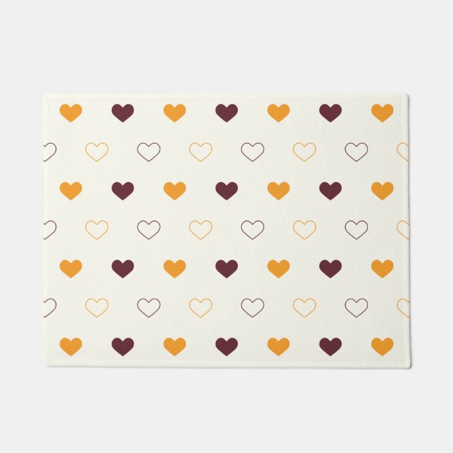 Heart Pattern with Orange & Brown Hearts Fußmatte (Vorderseite)