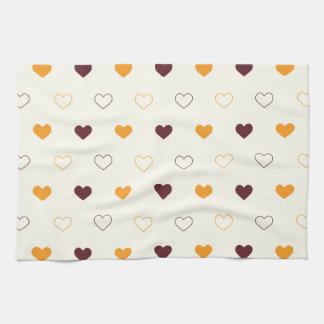 Heart Pattern with Orange & Brown Hearts Geschirrtuch