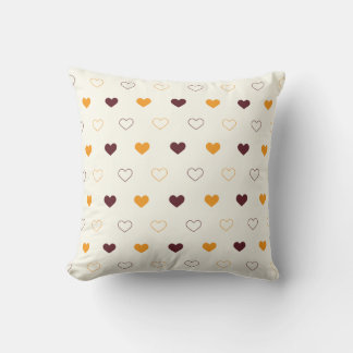 Heart Pattern with Orange & Brown Hearts Kissen