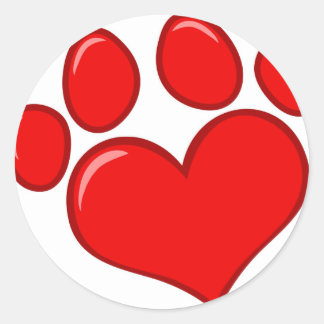 Heart Paw Print Runder Aufkleber