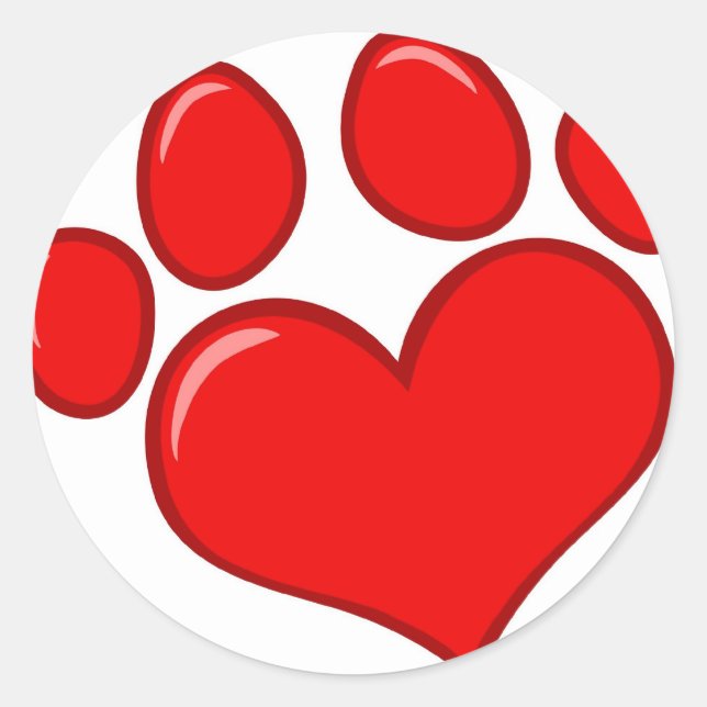 Heart Paw Print Runder Aufkleber (Vorderseite)