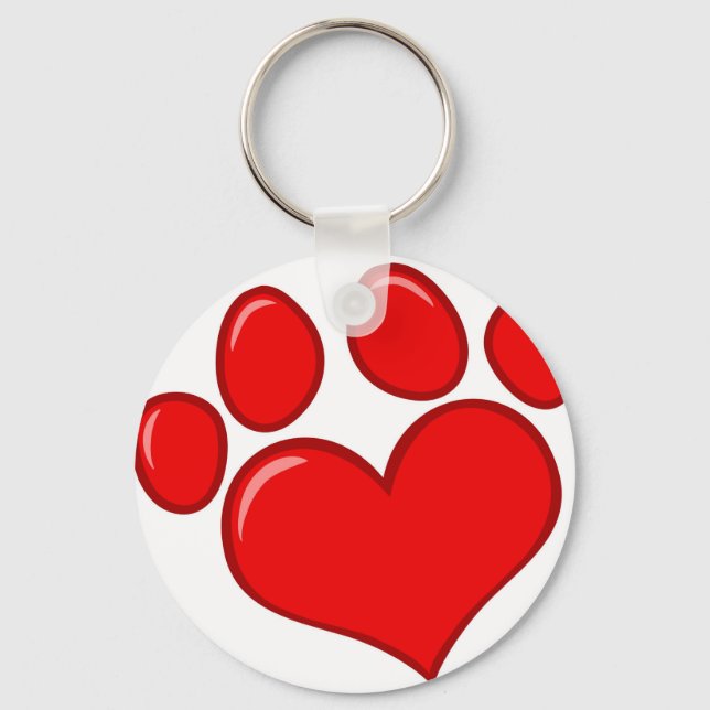 Heart Paw Print Schlüsselanhänger (Vorderseite)