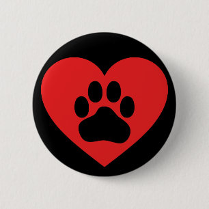 Heart Paw Red Button