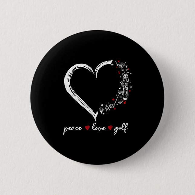Heart Peace Love Golf Player Srt Lovers Outfit Wom Button (Vorderseite)