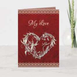 Heart, Pearls & Roses Valentine Karte