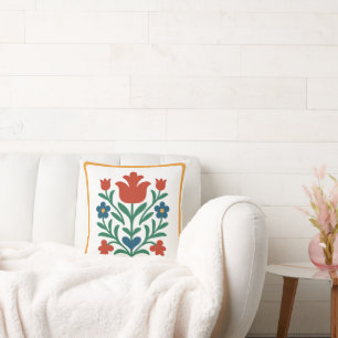 Heart & Petal Floral Volkskunst  Kissen