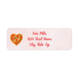 Heart Pizza Return Address Sticker | Red Checkered