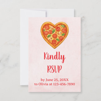 Heart Pizza RSVP Card | Red Checkered Italian Dankeskarte