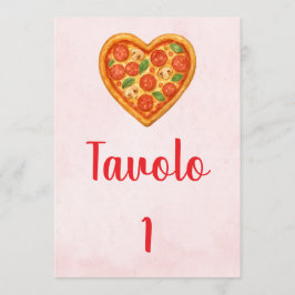 Heart Pizza Table Numbers | Red Checkered Italian Einladung