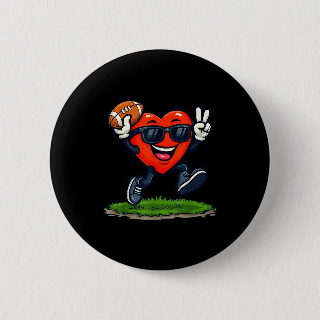 Heart Playing American Football Rugby Valentine Me Button (Vorderseite)