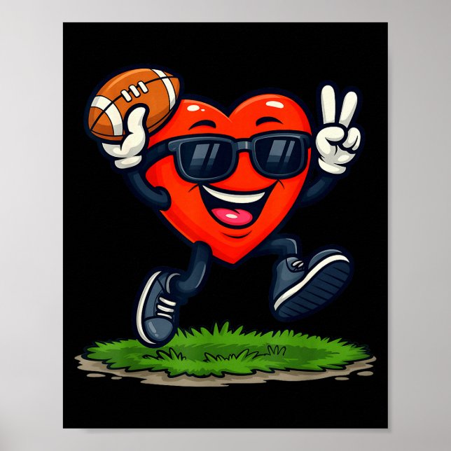 Heart Playing American Football Rugby Valentine Me Poster (Vorne)